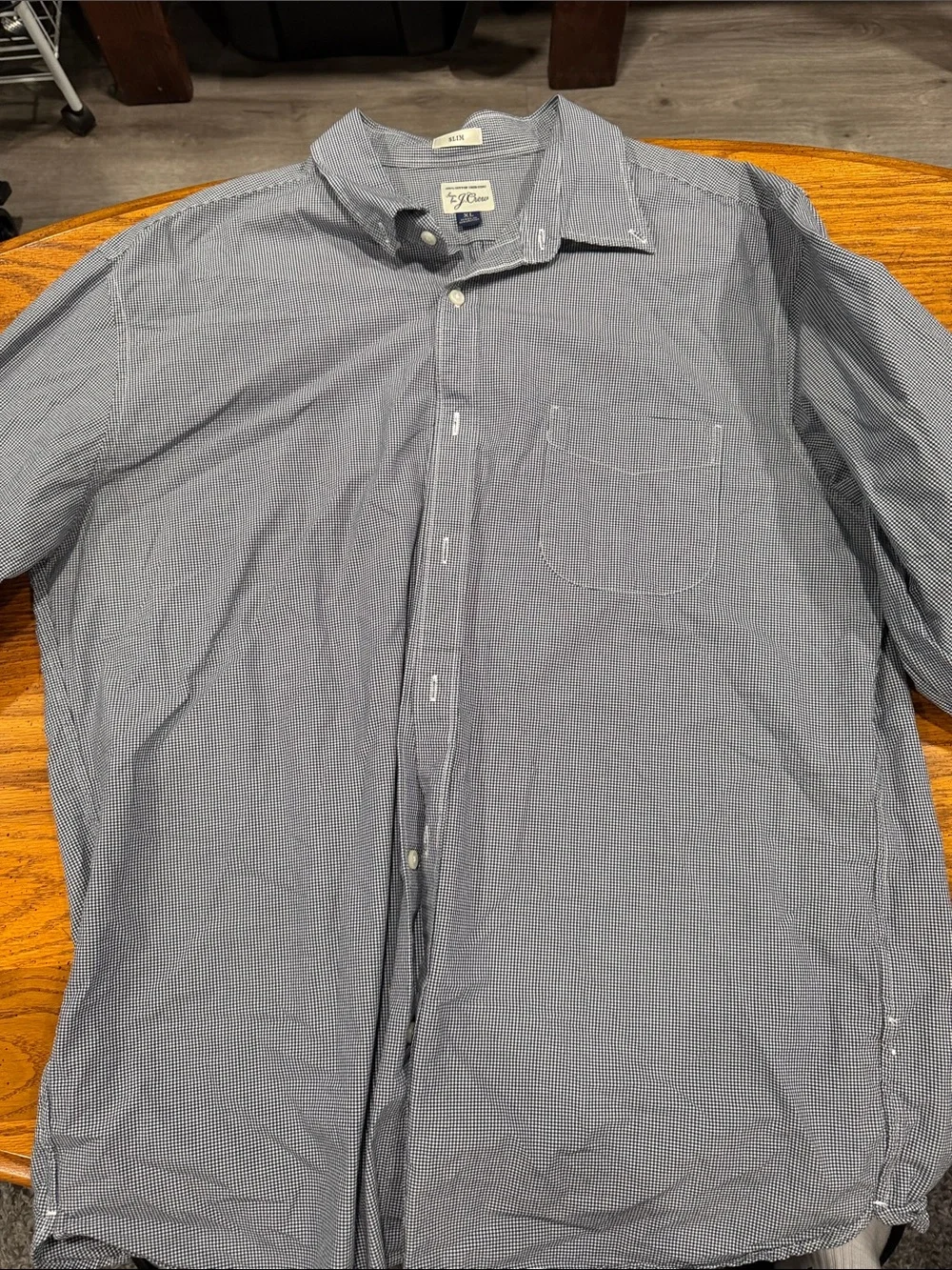 J. Crew Men's Blue Micro-Check Dress Shirt